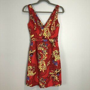 Plenty Tracy Reese Red Floral V-Neck Dress 2